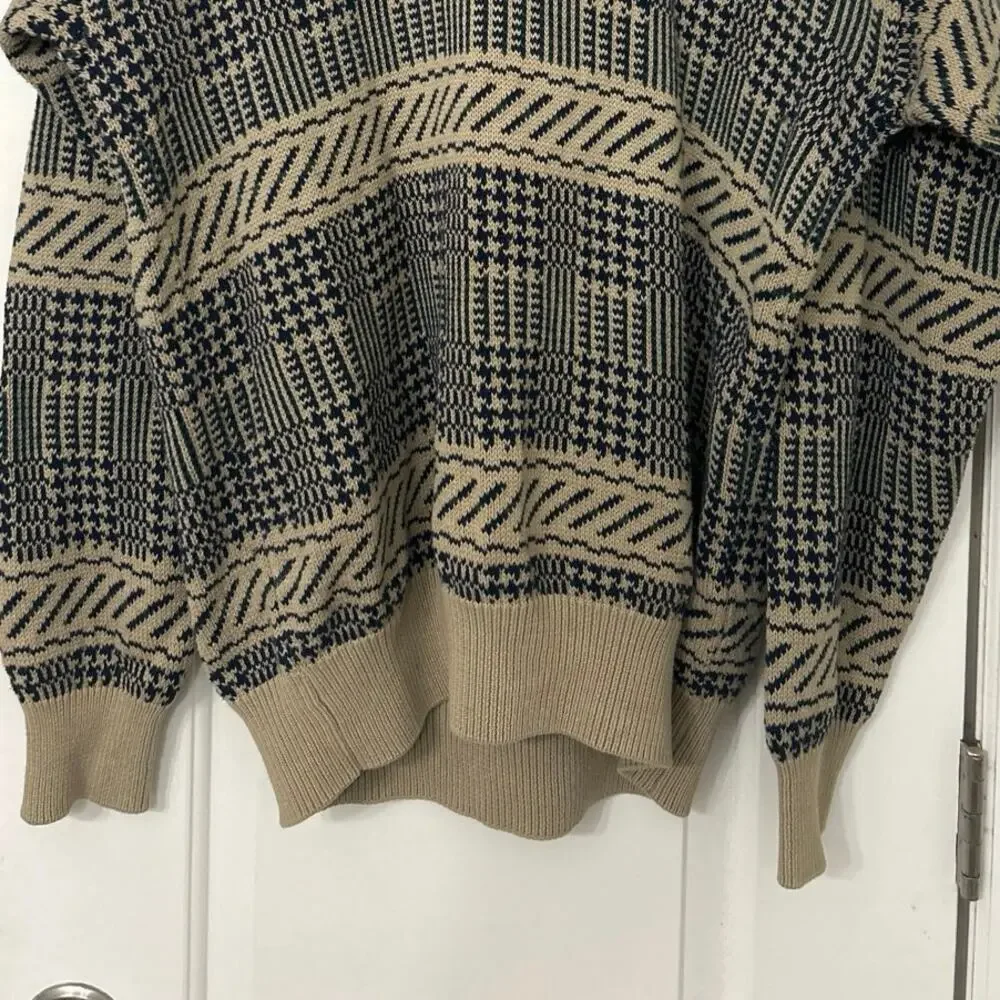 Vintage La Mode Pebble Beach Intarsia Sweater XL 90s Golf Coastal Grandpa Cotton